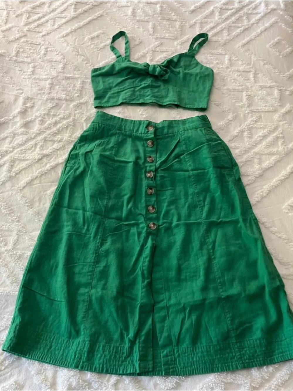 Universal Thread Emerald Green Button-Front Midi Skirt - Picture 1 of 1